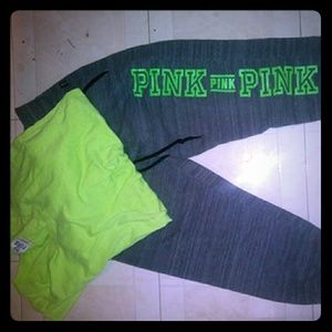 Pink Black, Grey & Neon Green (Lime) jogger set
